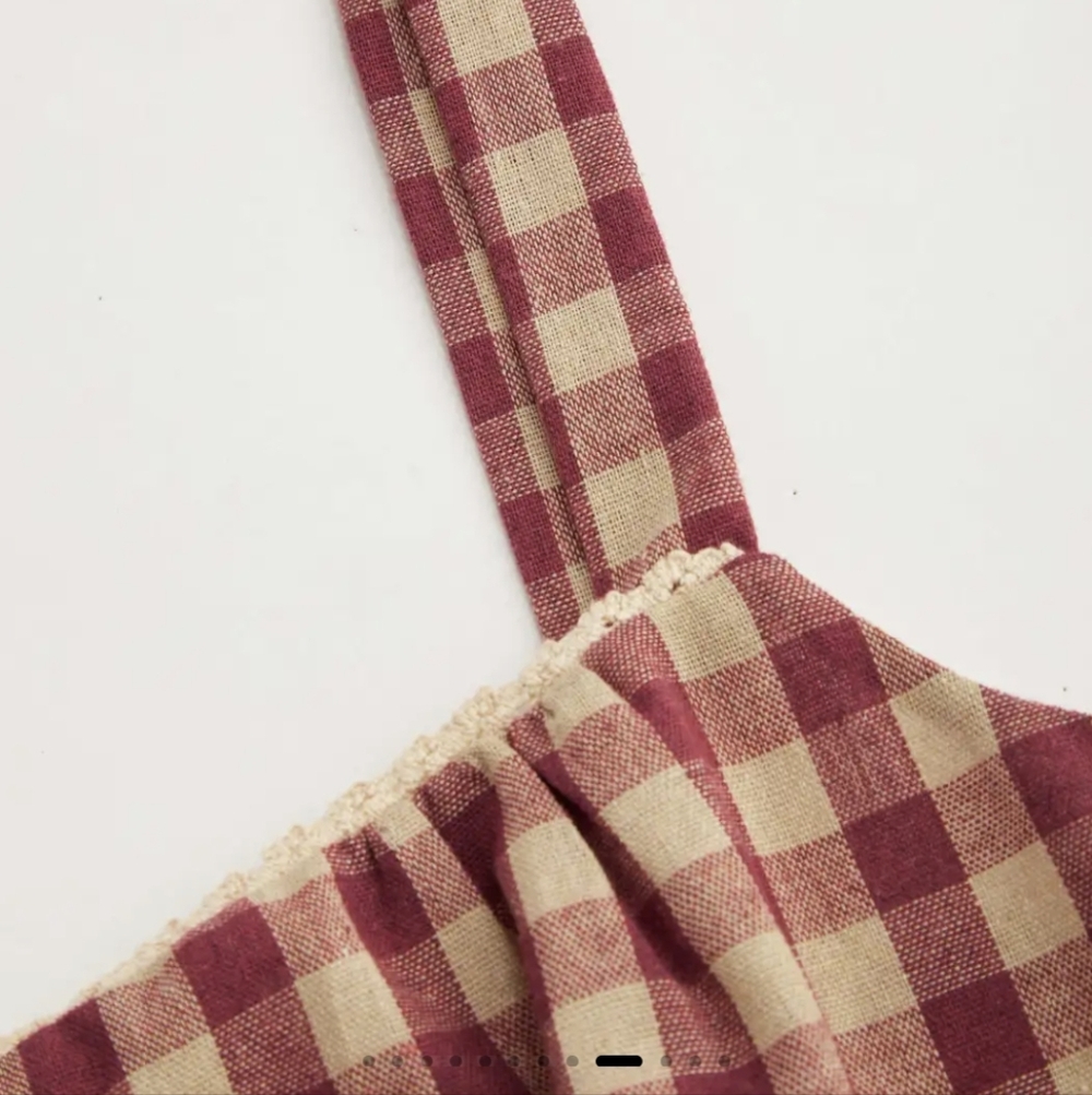 Cider Wine & Cream Cotton Blend Square Neck Gingham Maxi Dress NWT Size Small - Picture 3 of 9